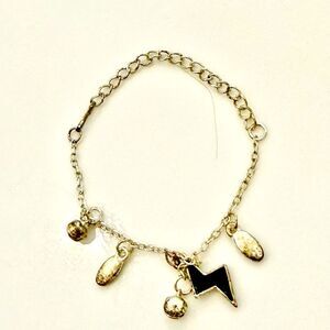 Silver tone Charm Bracelet with Lightning Bolt
